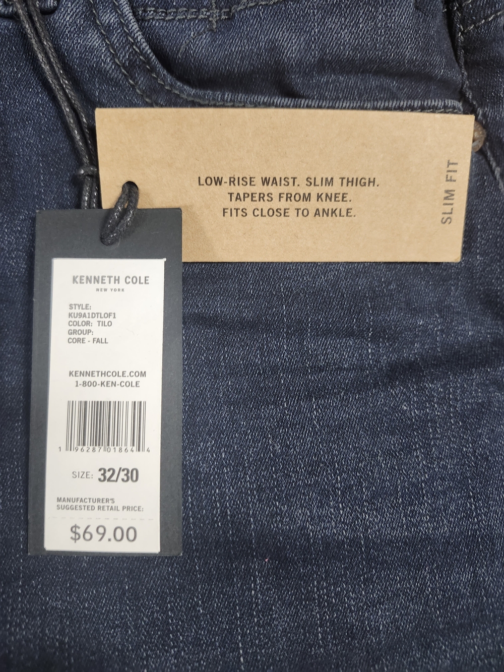 NWT Kenneth Cole Men's Slim Blue Denim "Slim Fit" Jeans 32 × 30